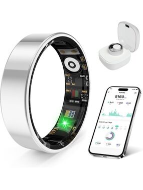 Smart ring in silver, stainless steal, Size 8